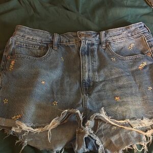 American Eagle Outfitters Blue Distressed Jean Shorts
